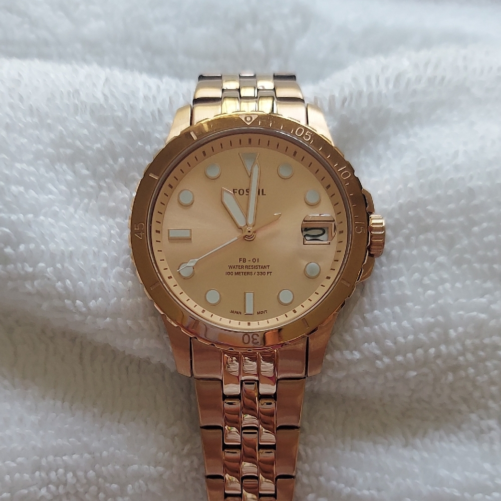 Fossil Gold Analog Watch with Jubilee Bracelet
